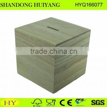 cheap natural unfinished wooden money saving box