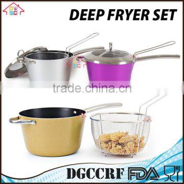 NBRSC Home Nonstick Covered Deep Fryer Aluminum Fry Pot and Basket With Stainless Steel Handle photo-3