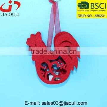 BSCI Audit Factory Unique design Easter decorations with LED light non-woven chicken hanger