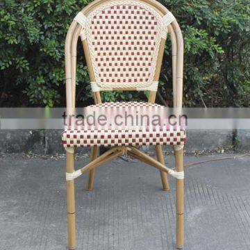 Aluminum bamboo patio cafe chair with black & white rattan AS-6155