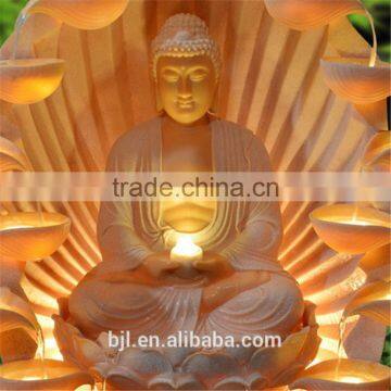 India Resin Hindu Statues for Sale Buddha Face Waterfall Fountains With Led Light photo-2