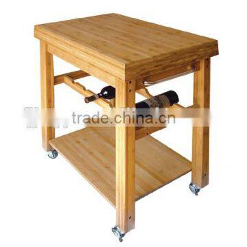 Bamboo Dining Cart With Four Movable Feet photo-2