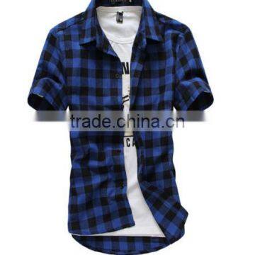 2016 New Summer Spring Fashion Men Plaid Short Sleeve Dress Shirts photo-2