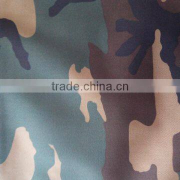 Pigment printed blue camouflage cotton fabric