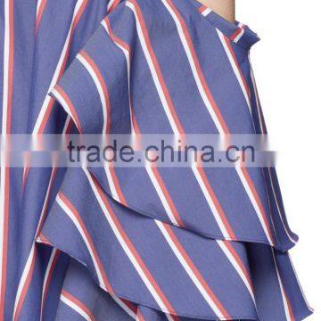 2017 Summer Cold Shoulder Stripe Shirt photo-2