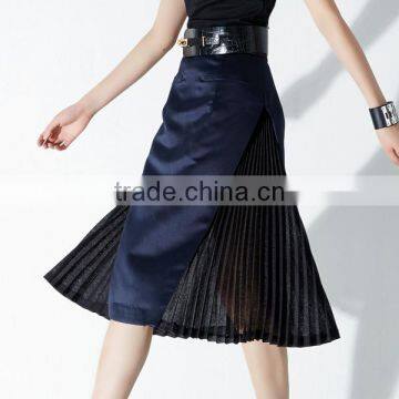 2015 Autumn Garment Direct Manufacturer Latest Fashion Unigue Design European Style Lady Long Pleated Skirt photo-4
