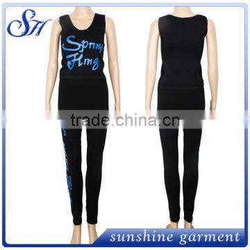 Newest Print Logo Yoga Set for Women 2017 Simple Leggings and Top photo-2