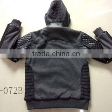 Hot Stock Man Hoody Quilted Jacket Faux Leather Jacket Men photo-4