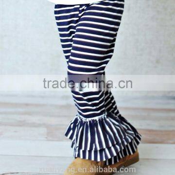 White And Black Stripe Popular Design Toddlers Leggings Wholesale Icing Pants Ruffle Pants For Girls