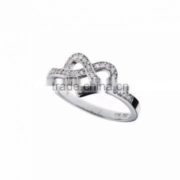 Latest Silver Plated CZ Studded Heart Ring