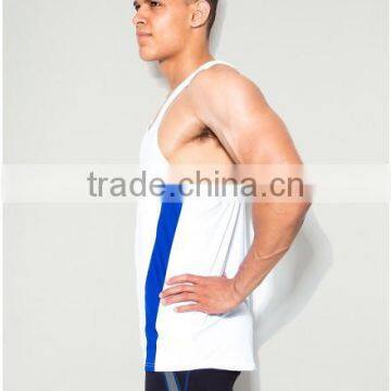 Blue Plain 100% Polyester Dry Fit Performance Training Vest With Mesh Panel Technical Sports Tank Top Blank Racerback Tank Top photo-5