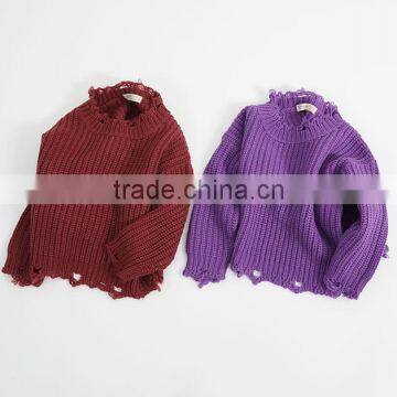 1-6 Years Wholesale 2017 New Knitted Full Sleeve Holes Solid Boys Girls Sweaters (pick Size Color ) photo-3