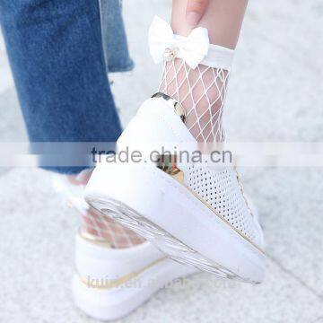WS-27 Fashion Cute Women's Harajuku Black Mesh Short Ankle Socks Grid Fishnet Docks Sexy Bow Funny Ladies Socks In The Net photo-6