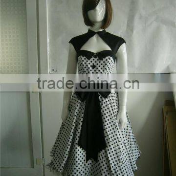 Apparel Walson Wholesale New Design Cotton Polka Dot Bandage Halter 1950s Vintage Dress 4599-3 photo-4