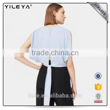 New Arrival Women Sleeveless v Back Shirt Summer Blouse photo-2