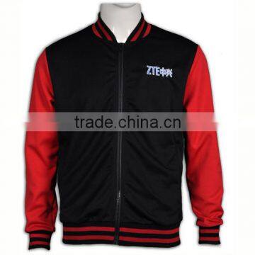 BSCI High Quality Leaver Baseball Jacket Satin Custom Leather Sleeve photo-3