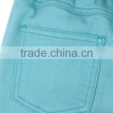 New Fashion Multi Pocket Plain Blue Solid Color Cheap Kids Elastic Bottom Jeans With Side Zipper photo-3