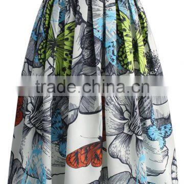 2016 Guangzhou Shandao New Fancy Design Summer Fashion Ruffle Umbrella Printed Chiffon Sexy Half Skirt Girls photo-2
