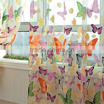 2016 Hot Romantic Butterfly Transparent Curtains Tulle 1x2m for Casement And Door Printed Window Curtain Sheer Voile Curtain photo-5