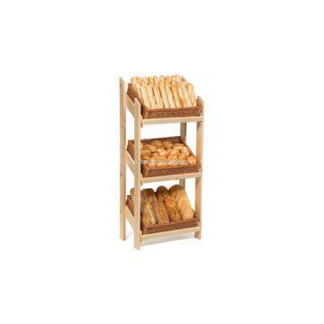 Retail Floor Standing 3-layer Wooden Bread Display Shelf