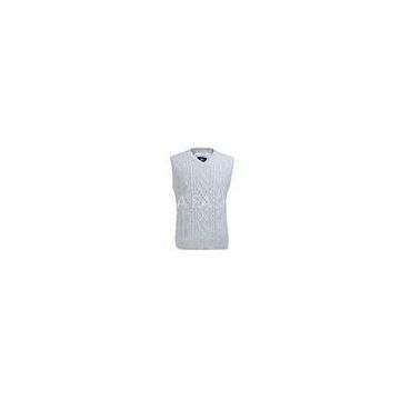 White Cotton Cashmere Casual Mens Knitted Sweaters With Twisted Flower