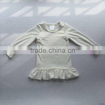 Autumn winter trendy clothing solid color tops long sleeve toddler baby girls ruffle tshirts blank t shirts
