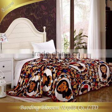 100% Polyester Microfiber Blanket HRM Cheap Bedding Set Double Printed Coral Fleece