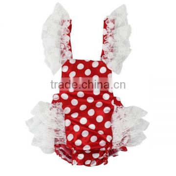 Pretty polka dots lace ruffled rompers baby girl for sunshine girl onesie wholesale