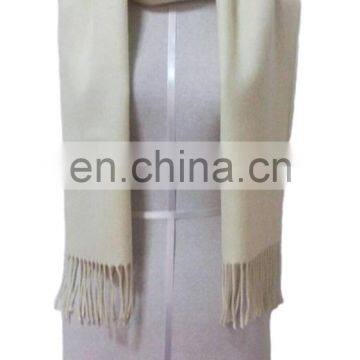 Baby Alpaca Scarf of Entire White Color Pashmina Scarf