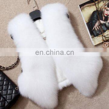 White color real fur clothing top quality fox fur gilet suits for warm