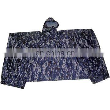 Heavy Duty Long Square Military Hunting Navy Camouflage Rain Poncho Cheap photo-4
