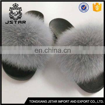 2017 New Real Fashion Full Fox Skin Fur For Slippers Women Slide Slipper