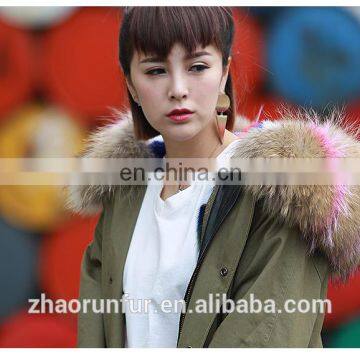 Real Sexy Women Mink Fur Lined Parka Coat photo-6