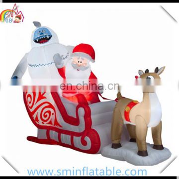 Christmas inflatable santa reinder sleigh,led lighting inflatable santa sleigh with bear for xmas outdoor decor