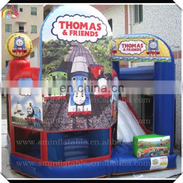 Funny mini inflatable train bounce castle,custom backyard thomas castle for kids,painting combo bouncer for toddlers