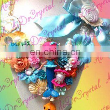 Lalaloopsy Coral Sea Shells Ocean Floral Statement Necklace