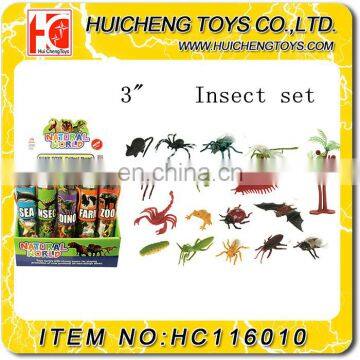 Funny 16pcs non-taxic PVC plastic 3 inches 3D insect animal set small promotion gift toys EN71