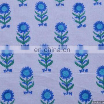 Indian Jaipur Handmade Natural Sanganeri Print 100% Cotton Fabric Home Decor Floral Art