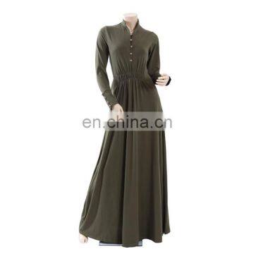 Popular design cotton jersey abaya with stones and stud -Coat style cheap multi colored jersey abaya design 2014