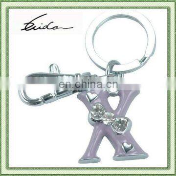 SIMPLE LETTER X KEYCHAIN WITH CRYSTAL