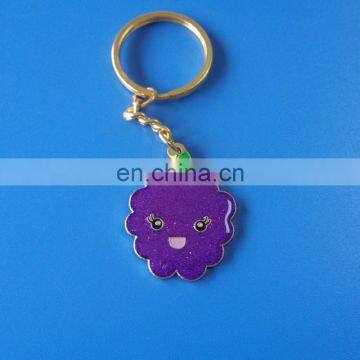 colorful fruit cute grape shaped shinny powder soft enamel customized special promotional gift metal keychain