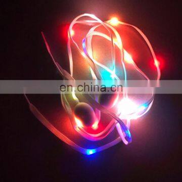 for gym shoes and sneaker multi-color shoes laces light flash RGB LED shoelaces