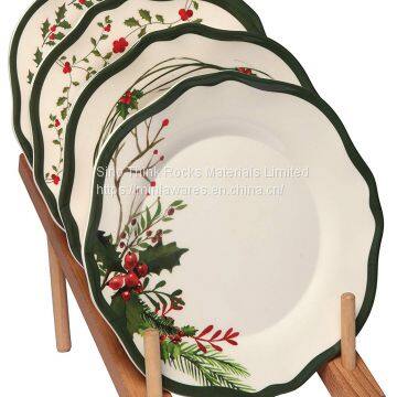 Competitive Price 12pcs Flower Shape Dinnerware Plastic Plates Asian Japanese Korean Dinner Set With Flower Print photo-2