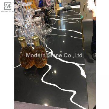 New beautiful design black and white color quartz stone slab