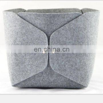 Foldable grey color Felt Storage Basket for toys organize bin