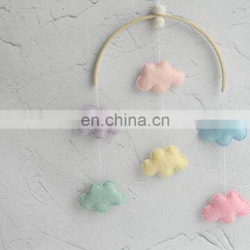 Wall Hanging Baby Nursery Felt Cloud and Drops Baby Mobile photo-5