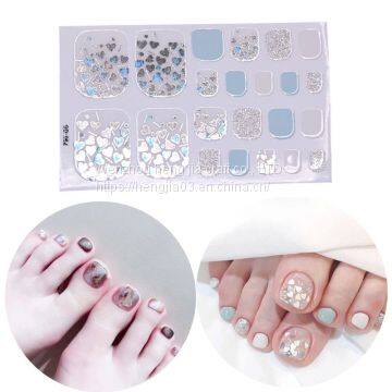 Nail Sticker Adhesive Toenail Art Polish Tips French Glitter Sequins Nail Wraps Strips Easy To Wear Manicure for Women photo-3