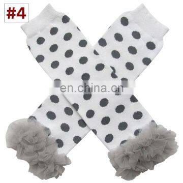 Polka Dot Baby Ruffle Leg Warmers Toddler Chiffon Lace Ruffle Knee Pads Leggings 5pairs /design photo-5