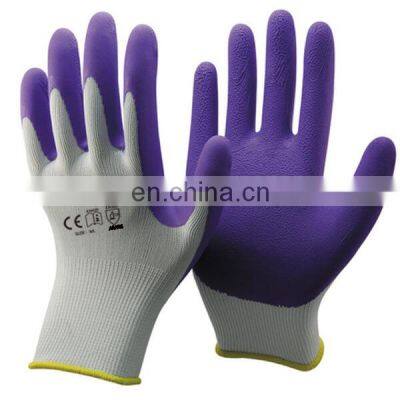 13 Gauge White Nylon Shell Purple Foam Latex Palm Fingertips Gloves