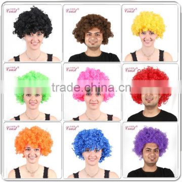 Hot sell cheap crazy short rainbow color mega afro wigs